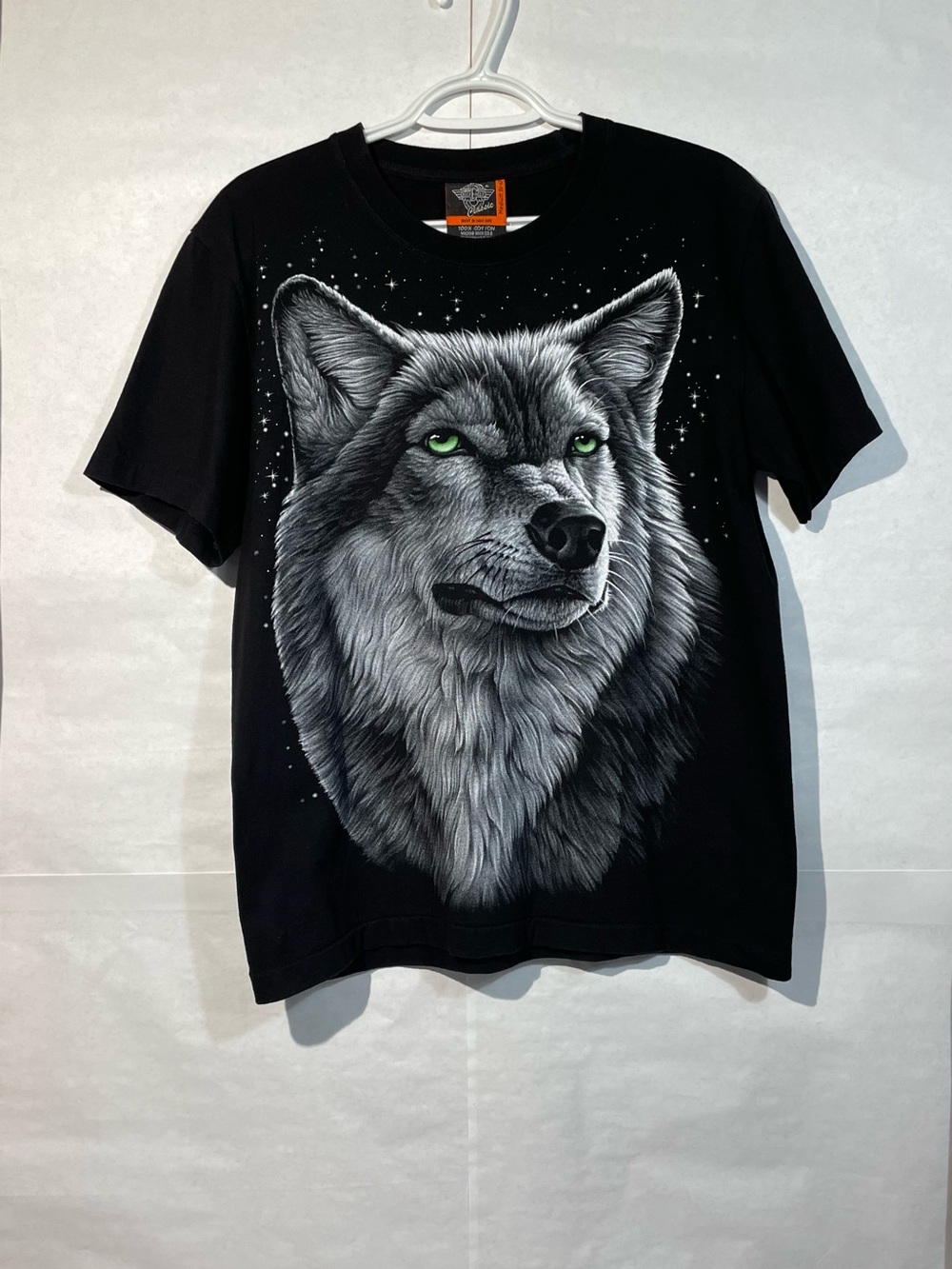 Vintage Rock Eagle Men’s Medium Classic Wear Wolf Graphic Black Shirt VGUC